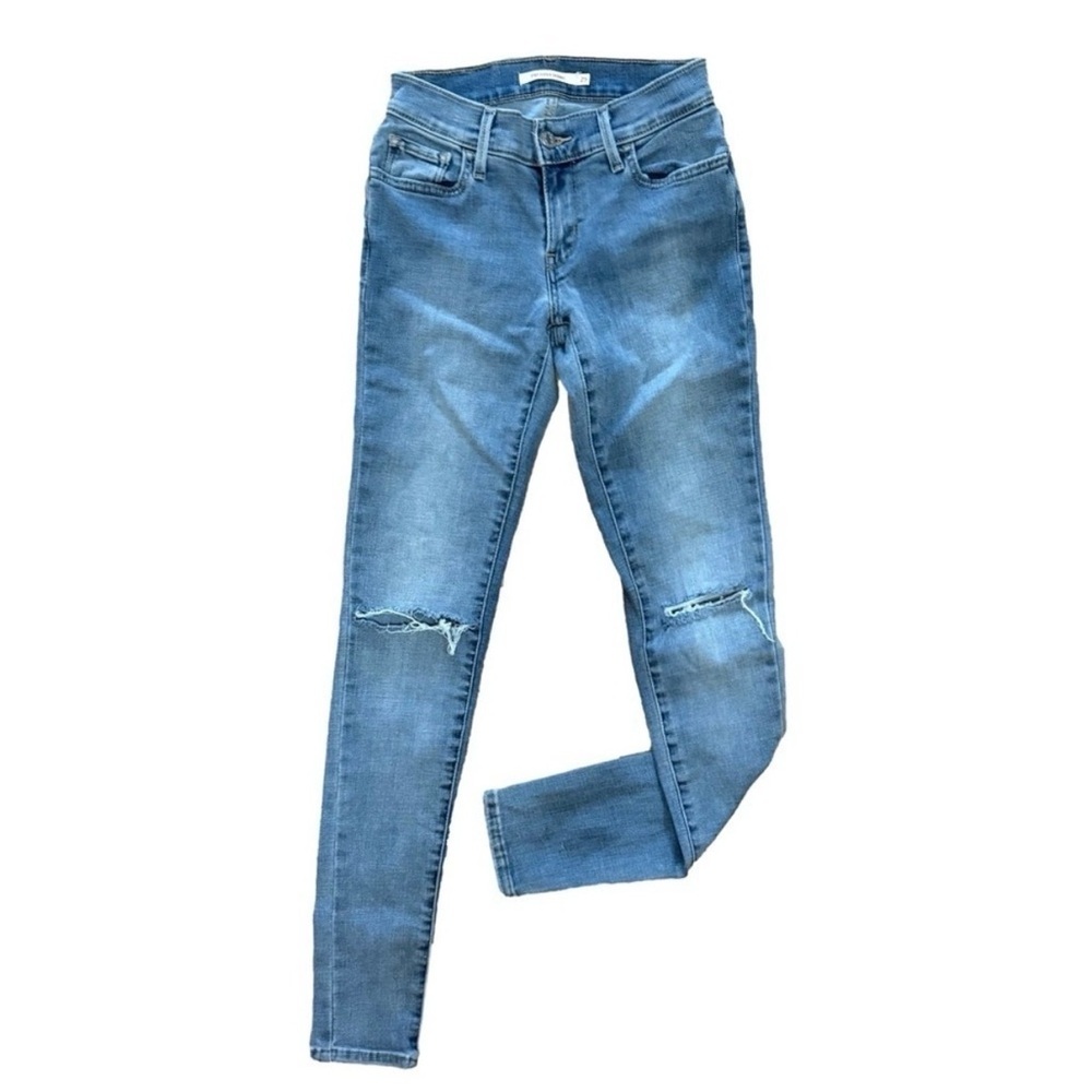Levi’s 💙 710 Low Rise Super Skinny Distressed Jeans Sz 25 Women’s Blue